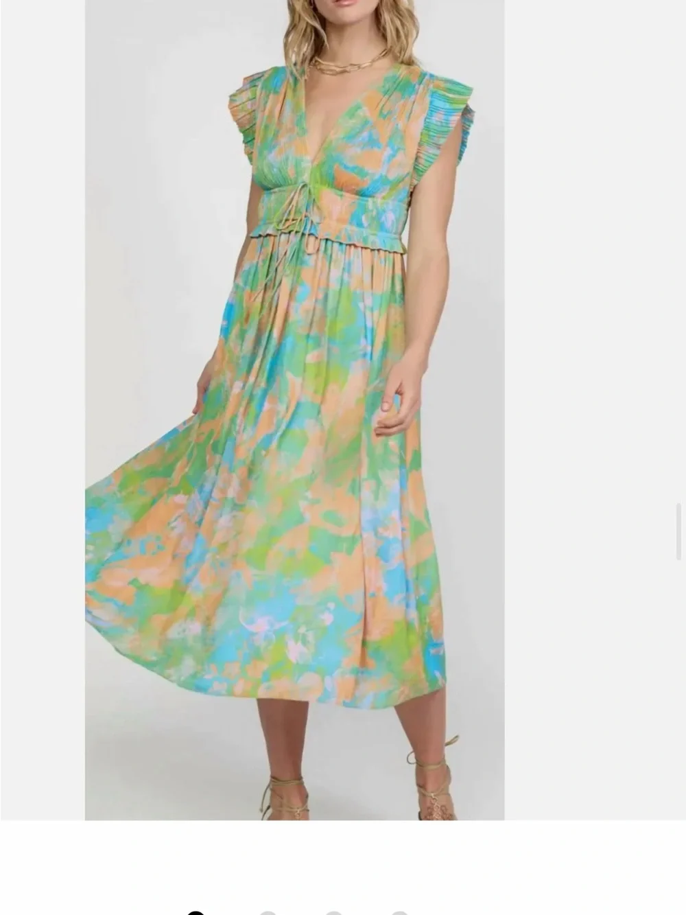 Current air Pastel Multi Tie-Waist V-Neck Midi Dress